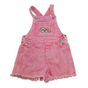Disney Toy Story Woody Jessie Pink Denim Shortalls Girls 3T Overalls Cotton
